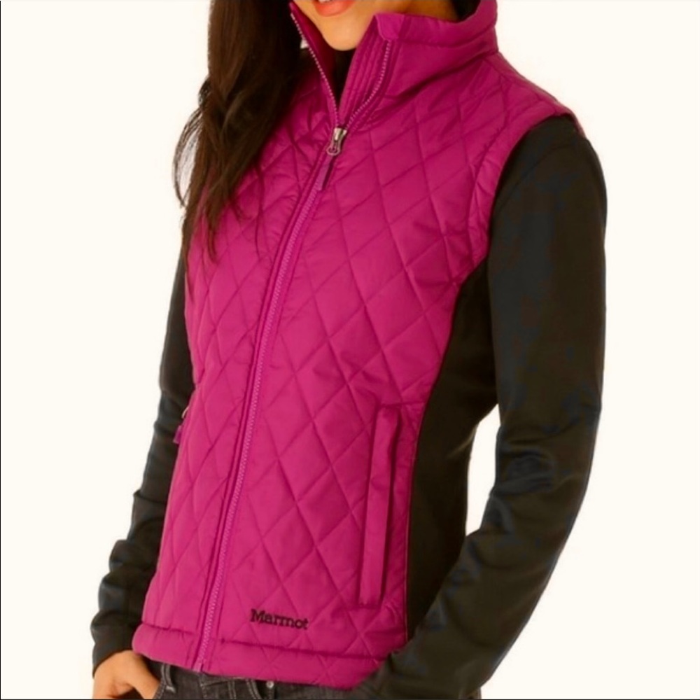Marmot Kitzbuhel Quilted Vest Raspberry Pink & Black size Small - Picture 1 of 15